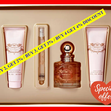 Fancy By Jessica Simpson For Women - 4 Pc Gift Set 3.4Oz Edp Spray 0.34Oz 3Oz Body Lotion Bath &