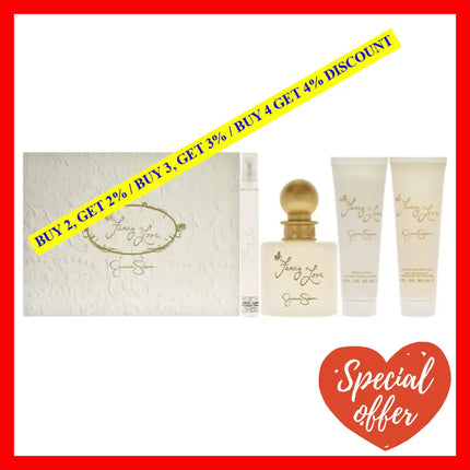 Fancy Love By Jessica Simpson For Women - 4 Pc Gift Set 3.4Oz Edp Spray 0.34Oz Mini 3Oz Body Lotion