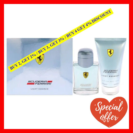 Ferrari Light Essence By For Men - 2 Pc Gift Set 2.5Oz Edt Spray 5Oz Hair And Body Wash