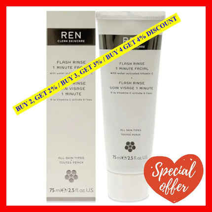 Flash Rinse 1 Minute Facial By Ren For Unisex - 2.5 Oz