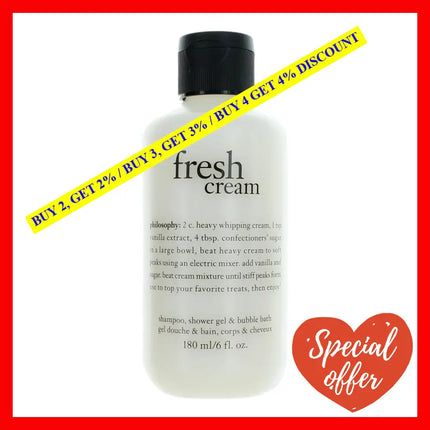 Fresh Cream By Philosophy 6 Oz Shampoo Shower Gel And Bubble Bath For Women