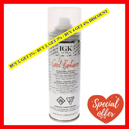 Good Behavior Spirulina Protein Smoothing Spray By Igk For Women - 5.6 Oz Hair