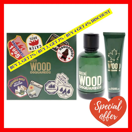 Green Wood By Dsquared2 For Men - 2 Pc Gift Set 3.4Oz Edt Spray 5.0Oz Bath And Shower Gel