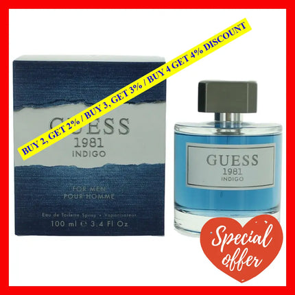 Guess 1981 Indigo By 3.4 Oz Eau De Toilette Spray For Men