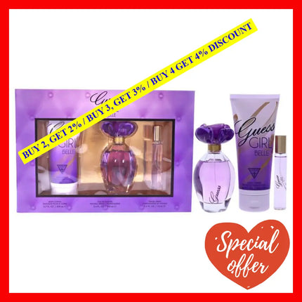 Guess Girl Belle By For Women - 3 Pc Gift Set 3.4Oz Edt Spray 0.5Oz Edp Travel 6.7Oz Body Lotion