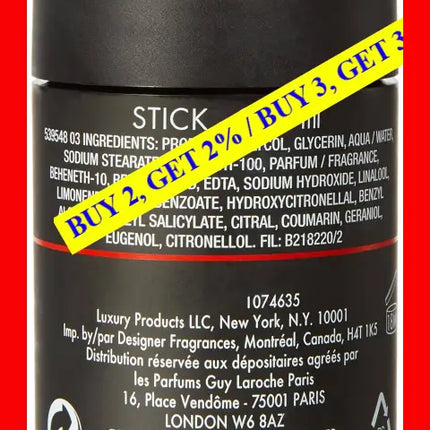 Guy Laroche Drakkar Noir 2.6Oz 75Ml Alcohol Free Deodorant Stick