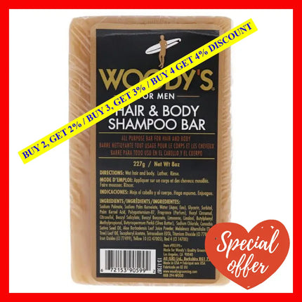 Hair And Body Shampoo Bar By Woodys For Unisex - 8 Oz