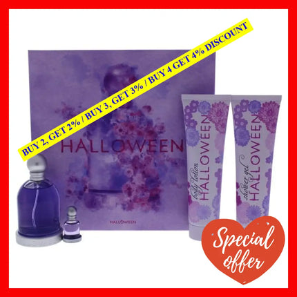 Halloween By J. Del Pozo For Women - 4 Pc Gift Set 3.4Oz Edt Spray 0.15Oz Splash 5Oz Body Lotion