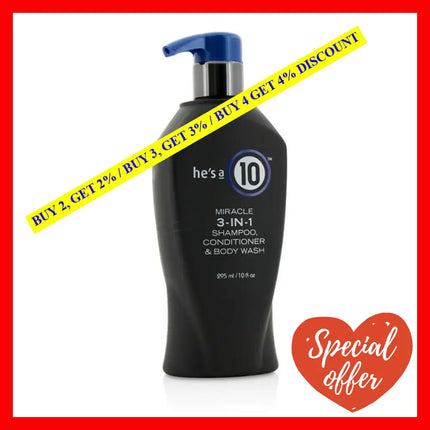 He Is A Miracle 3-In-1 By Its 10 For Men - Oz Shampoo Conditioner And Body Wash