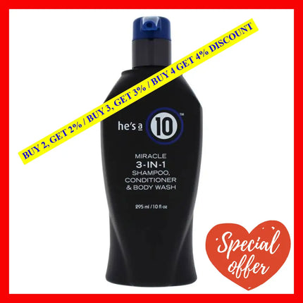 He Is A Miracle 3-In-1 By Its 10 For Men - Oz Shampoo Conditioner And Body Wash