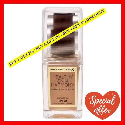 Healthy Skin Harmony Miracle Foundation Spf 20 - 80 Bronze By Max Factor For Women 1 Oz