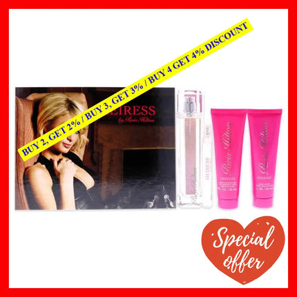 Heiress By Paris Hilton For Women - 4 Pc Gift Set 3.4Oz Edp Spray 0.34Oz 3Oz Body Lotion Bath &