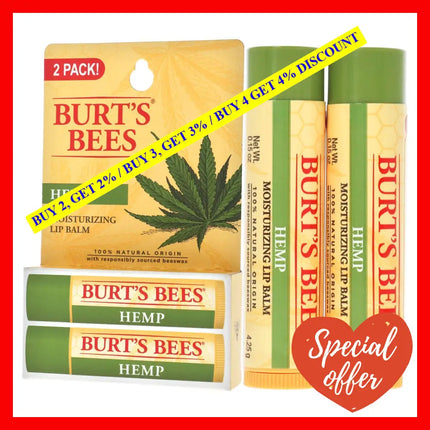 Hemp Moisturizing Lip Balm By Burts Bees For Unisex - 2 X 0.15 Oz