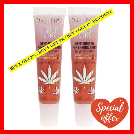 Highest Gloss Hemp Lip Balm - Vanilla Orange By Pacifica For Women 0.43 Oz Pack Of 2