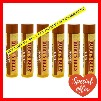 Honey Moisturizing Lip Balm By Burts Bees For Unisex - 0.15 Oz Pack Of 6