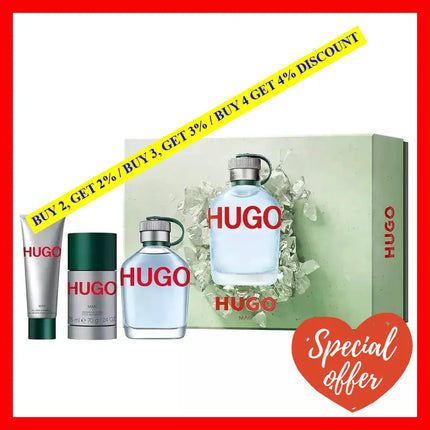 Hugo By Boss For Men - 3 Pc Gift Set 4.2Oz Edt Spray 2.4Oz Deodorant Stick 1.6Oz Shower Gel