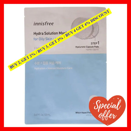 Hydra Solution Mask By Innisfree For Unisex -1 Pc 0.16Oz Step 1 Hyalurinic Capsule Pads 0.67Oz 2