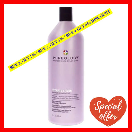 Hydrate Sheer Shampoo By Pureology For Unisex - 1 Liter