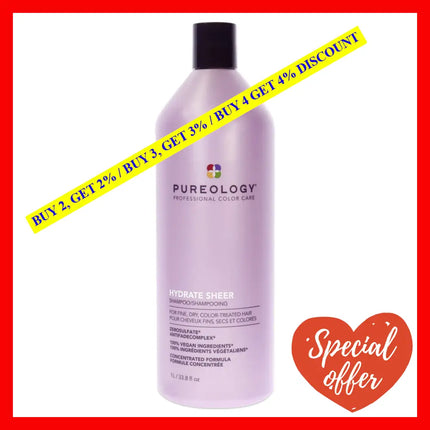 Hydrate Sheer Shampoo By Pureology For Unisex - 1 Liter