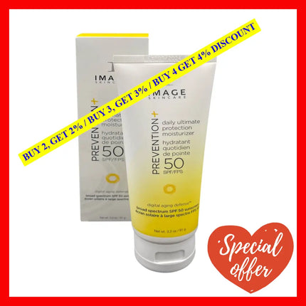 Image Skincare Prevention+ Daily Ultimate Protection Moisturizer Spf 50 Zinc Oxide Face Sunscreen