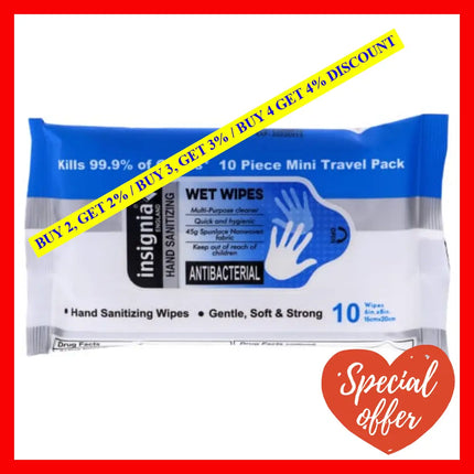 Insignia Antibacterial Wipes By For Unisex - 10 Pc