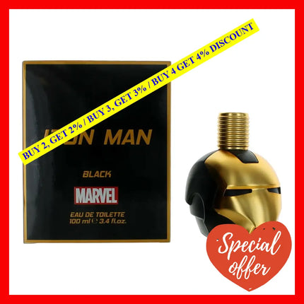 Iron Man Black By 3.4 Oz Eau De Toilette Spray For Men