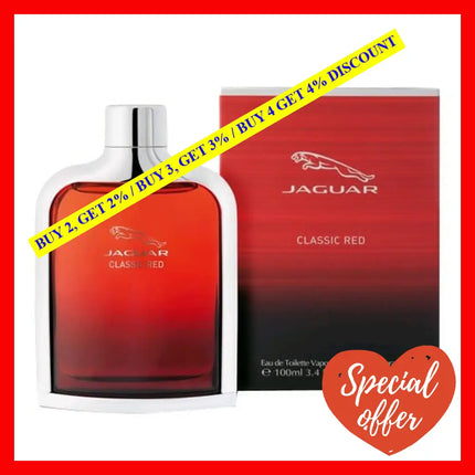 Jaguar Classic Red By 3.4 Oz Eau De Toilette Spray For Men