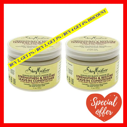 Jamaican Black Castor Oil Strengthen & Grow Leave-In Conditioner - Pack Of 2 By Shea Moisture For