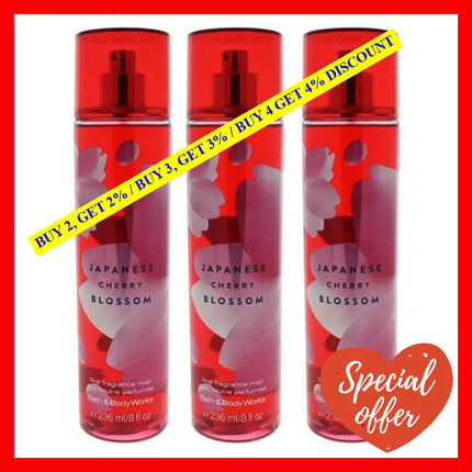 Japanese Cherry Blossom By Bath And Body Works For Women - 8 Oz Fine Fragrance Mist Pack Of 3