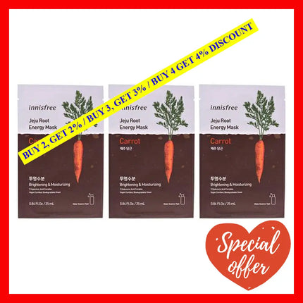 Jeju Root Energy Mask - Carrot By Innisfree For Unisex 0.84 Oz Pack Of 3