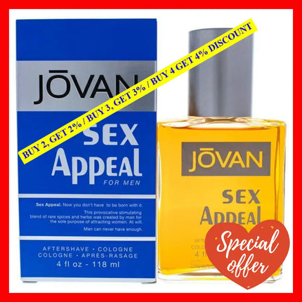 Jovan Sex Appeal By Coty For Men - 4 Oz After Shave Splash