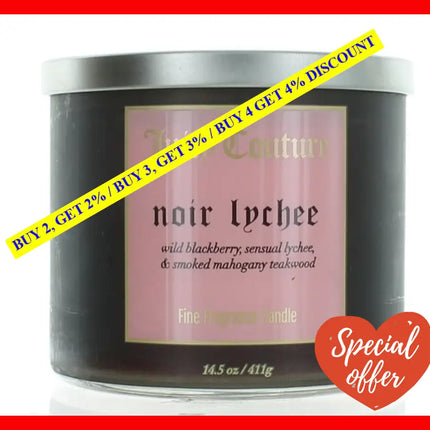 Juicy Couture 14.5 Oz Soy Wax Blend 3 Wick Candle - Noir Lychee