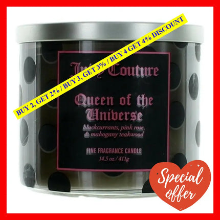 Juicy Couture 14.5 Oz Soy Wax Blend 3 Wick Candle - Queen Of The Universe