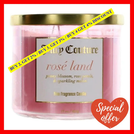 Juicy Couture 14.5 Oz Soy Wax Blend 3 Wick Candle - Rose Land