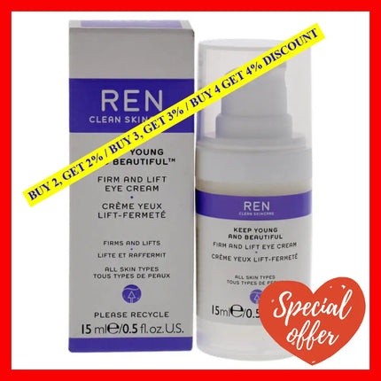 Keep Young And Beautiful Firm Lift Eye Cream By Ren For Unisex - 0.5 Oz