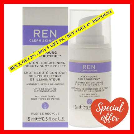 Keep Young And Beautiful Instant Brightening Beauty Shot Eye Lift By Ren For Women - 0.5 Oz Serum