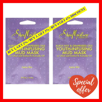 Kukui Nut & Grapeseed Oils Youth-Infusing Mud Mask - Pack Of 2 By Shea Moisture For Unisex 0.5 Oz