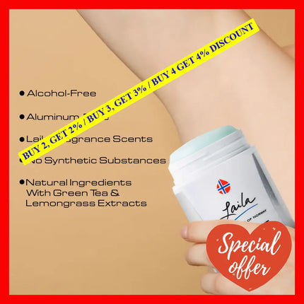 Laila Geir Ness Deodorant - With Green Tea And Lemongrass Extracts Alcohol Aluminum Free For