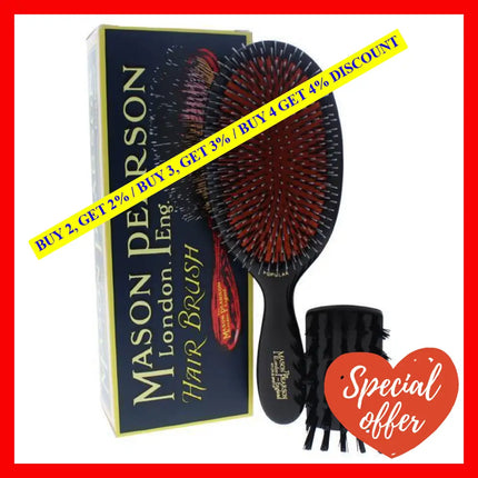 Large Popular Bristle And Nylon Brush - Bn1 Dark Ruby By Mason Pearson For Unisex 2 Pc Hair Cleaning