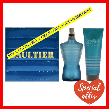 Le Male By Jean Paul Gaultier For Men - 2 Pc Gift Set 4.2Oz Edt Spray 2.5Oz All-Over Shower Gel