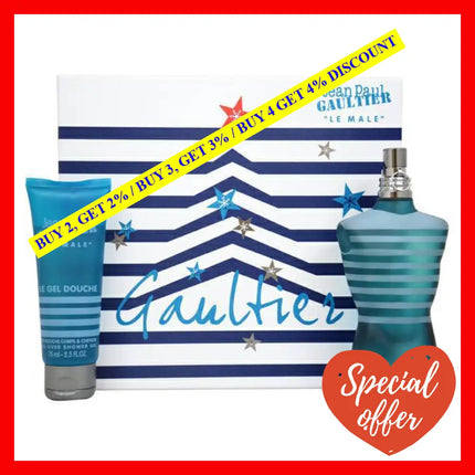 Le Male By Jean Paul Gaultier For Men - 2 Pc Gift Set 2.5Oz Edt Spray All-Over Shower Gel