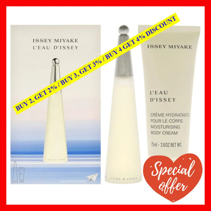 Leau Dissey By Issey Miyake For Women - 2 Pc Gift Set 3.3Oz Edt Spray 2.6Oz Moisturizing Body Cream