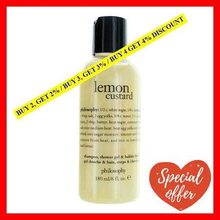 Lemon Custard By Philosophy 6 Oz Shampoo Shower Gel And Bubble Bath For Women