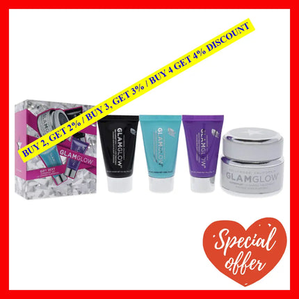 Let It Glow Supermud Set By Glamglow For Unisex - 4 Pc 1.7Oz Clearing Treatment 0.5Oz Youthmud