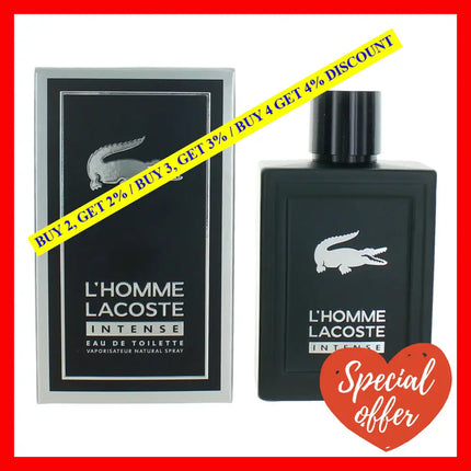 L’homme Lacoste Intense By 3.3 Oz Eau De Toilette Spray For Men