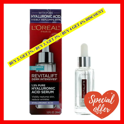 L’oreal Paris Revitalift Derm Intensives By 1 Oz 1.5 Pct Pure Hyaluronic Acid Serum