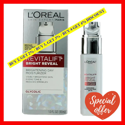 L’oreal Revitalift Bright Reveal By 1 Oz Brightening Day Moisturizer Spf 30