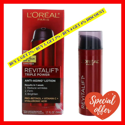 L’oreal Revitalift Triple Power By 1.7 Oz Anti-Aging Lotion Spf 30