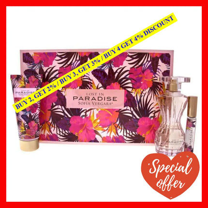 Lost In Paradise By Sofia Vergara For Women - 3 Pc Gift Set 3.4Oz Edp Spray 10Ml Roller Ball Body