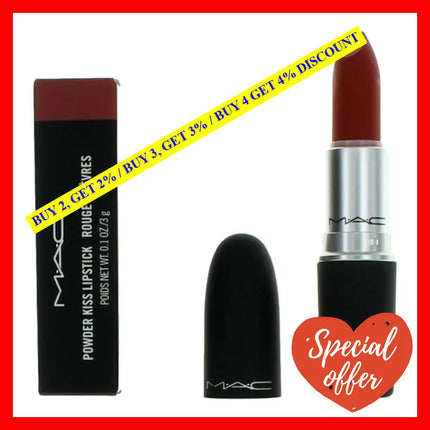 Mac Powder Kiss Lipstick By.1 Oz - 316 Devoted To Chili